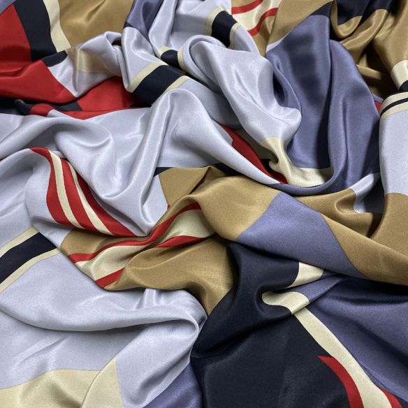 Tecido Crepe de Chine Seda Pura Geométrico • Luema Tecidos Tecido Crepe de Chine Seda Pura Geométrico • Luema Tecidos