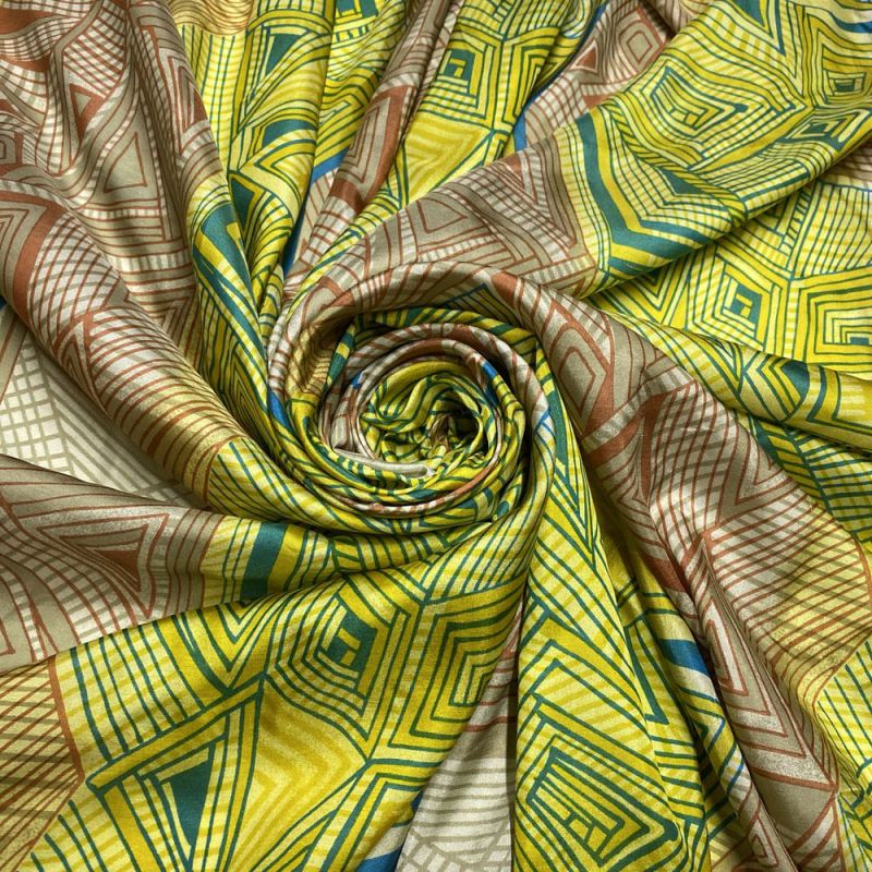 Tecido Crepe de Chine Seda Pura Geométrico Colors • Luema Tecidos