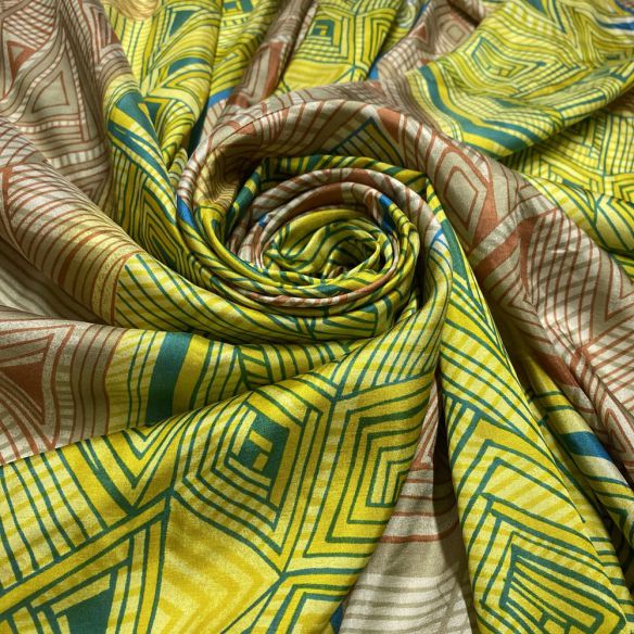 Tecido Crepe de Chine Seda Pura Geométrico Colors • Luema Tecidos Tecido Crepe de Chine Seda Pura Geométrico Colors • Luema Tecidos