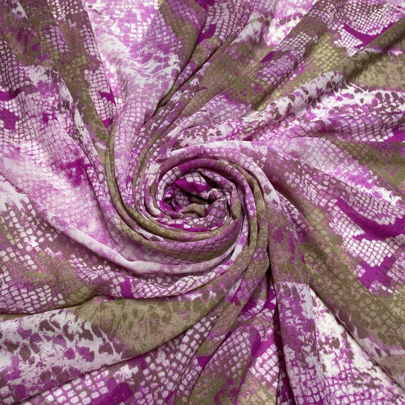 Tecido Musseline de Seda Pink Snake • Luema Tecidos