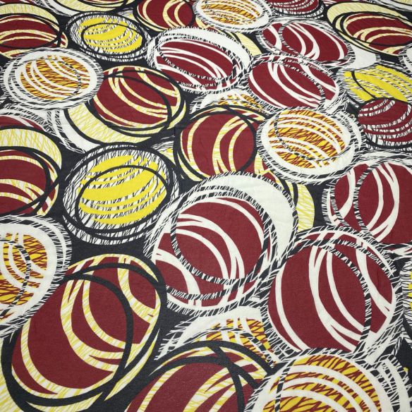 Tecido Musseline de Seda Red Circles • Luema Tecidos