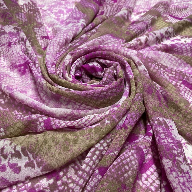 Tecido Musseline de Seda Pink Snake • Luema Tecidos