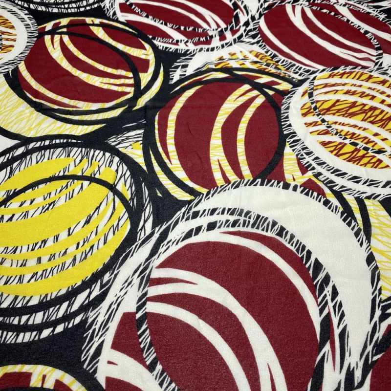 Tecido Musseline de Seda Red Circles • Luema Tecidos