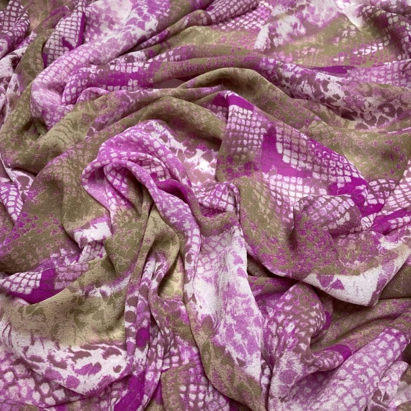 Tecido Musseline de Seda Pink Snake • Luema Tecidos