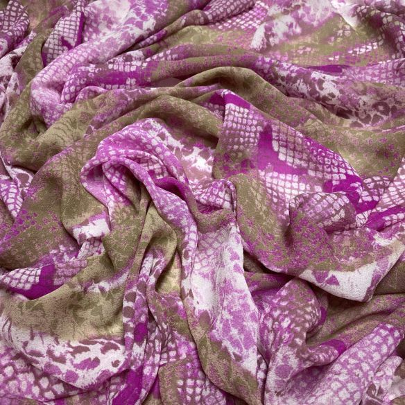 Tecido Musseline de Seda Pink Snake • Luema Tecidos