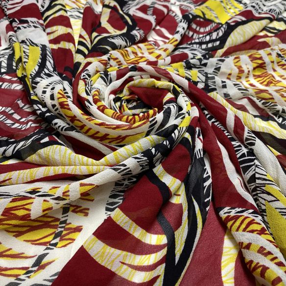 Tecido Musseline de Seda Red Circles • Luema Tecidos