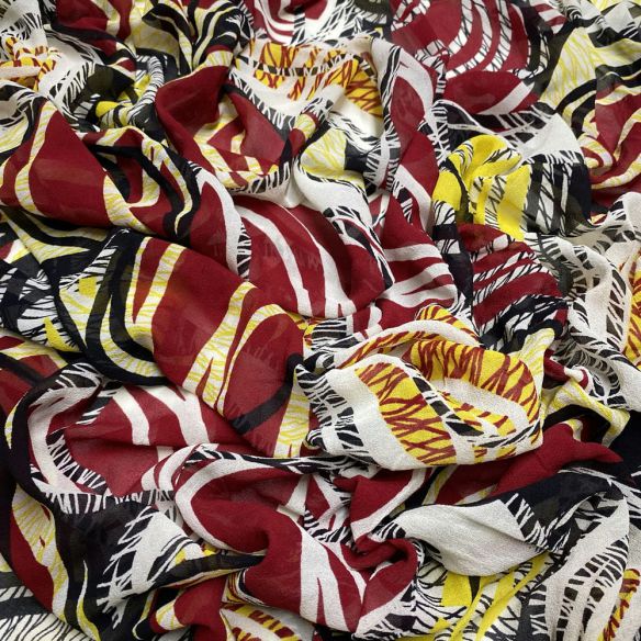 Tecido Musseline de Seda Red Circles • Luema Tecidos