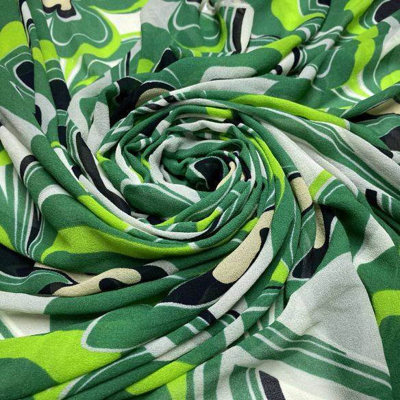 Tecido Musseline de Seda Floral Verde 2 • Luema Tecidos