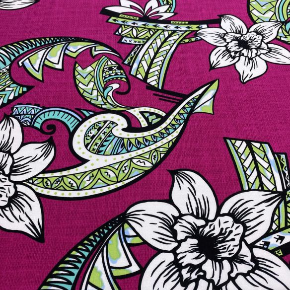 Tecido Viscolinho Estampado Floral Pink • Luema Tecidos Tecido Viscolinho Estampado Floral Pink • Luema Tecidos