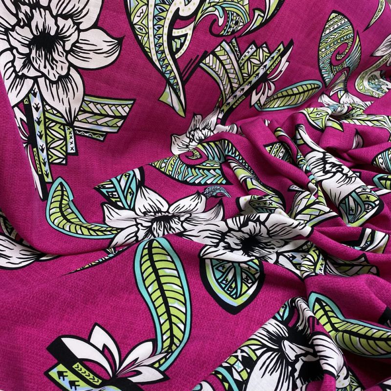 Tecido Viscolinho Estampado Floral Pink • Luema Tecidos Tecido Viscolinho Estampado Floral Pink • Luema Tecidos