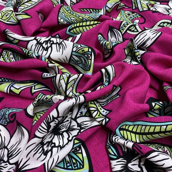 Tecido Viscolinho Estampado Floral Pink • Luema Tecidos Tecido Viscolinho Estampado Floral Pink • Luema Tecidos