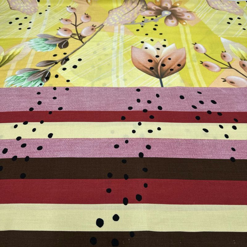 Tecido Viscolinho Estampado Barrado Amarelo • Luema Tecidos