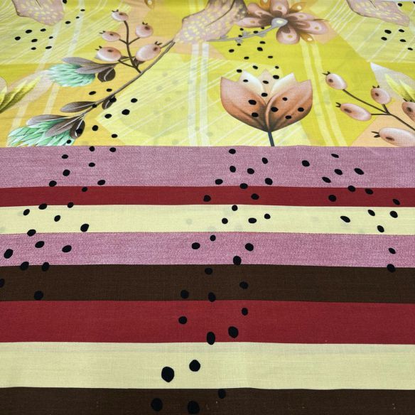 Tecido Viscolinho Estampado Barrado Amarelo • Luema Tecidos