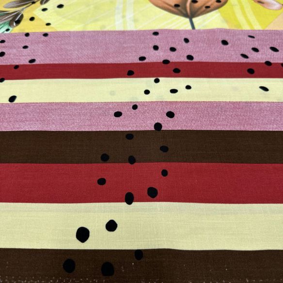 Tecido Viscolinho Estampado Barrado Amarelo • Luema Tecidos