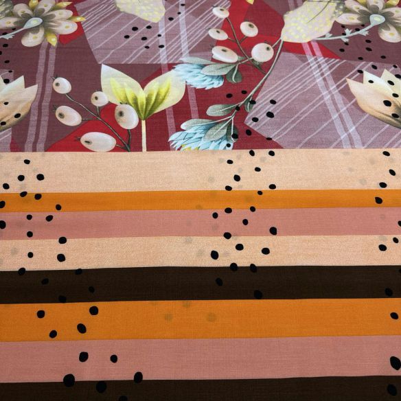 Tecido Viscolinho Estampado Barrado Vermelho • Luema Tecidos