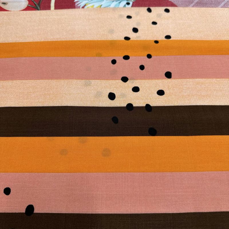 Tecido Viscolinho Barrado Vermelho • Luema Tecidos