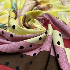 Tecido Viscolinho Estampado Barrado Amarelo • Luema Tecidos 2