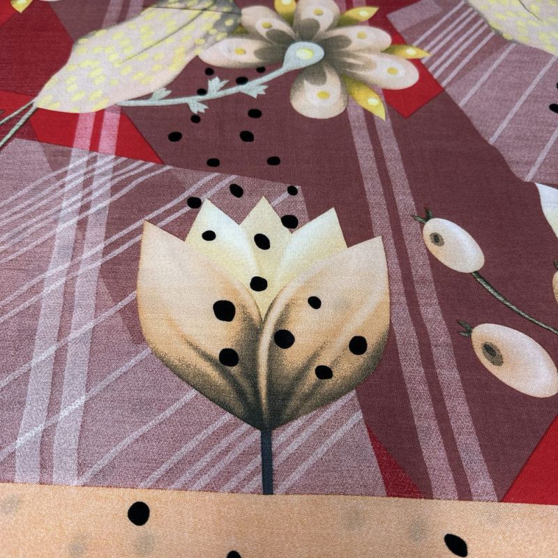 Tecido Viscolinho Estampado Barrado Vermelho • Luema Tecidos