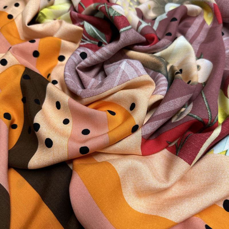 Tecido Viscolinho Barrado Vermelho • Luema Tecidos