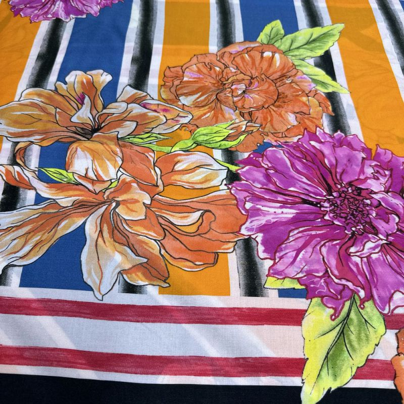 Tecido Viscose Barrado Listrado Colorido • Luema Tecidos