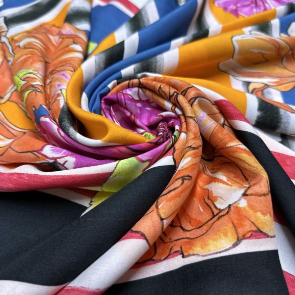 Tecido Viscose Barrado Listrado Colorido • Luema Tecidos