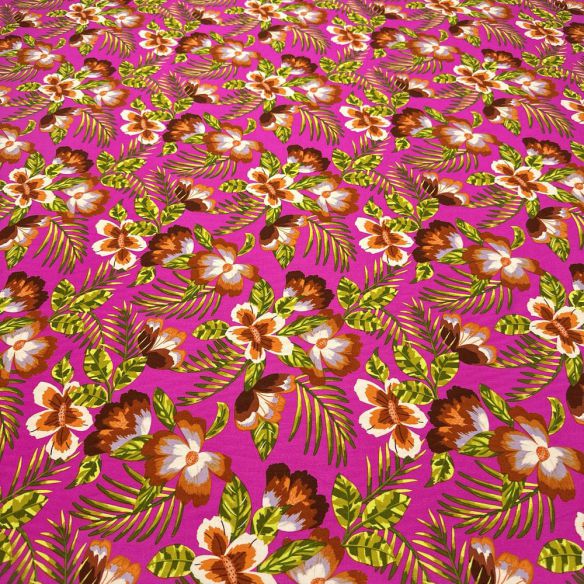 Tecido Viscose Estampada Tropical Rosa • Luema Tecidos Tecido Viscose Estampada Tropical Rosa • Luema Tecidos