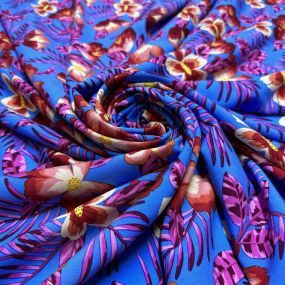 Tecido Viscose Estampada Tropical Azul Tecido Viscose Estampada Tropical Azul • Luema Tecidos 2