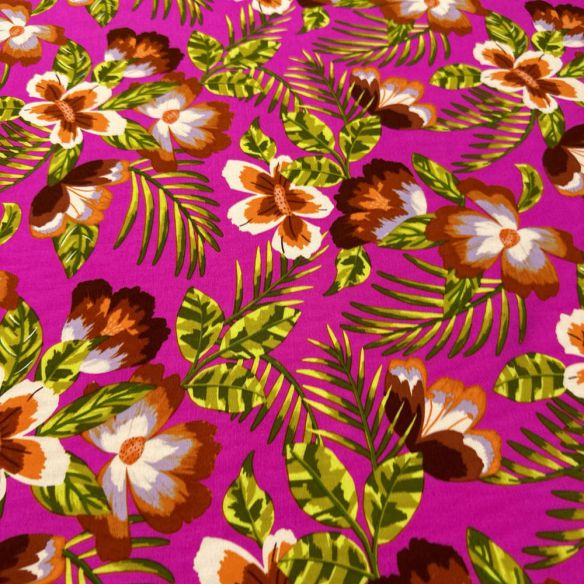 Tecido Viscose Estampada Tropical Rosa • Luema Tecidos Tecido Viscose Estampada Tropical Rosa • Luema Tecidos