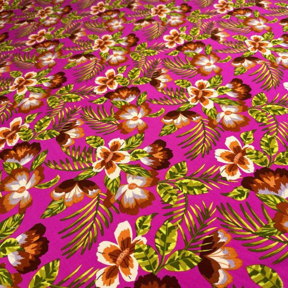 Tecido Viscose Estampada Tropical Rosa • Luema Tecidos Tecido Viscose Estampada Tropical Rosa • Luema Tecidos