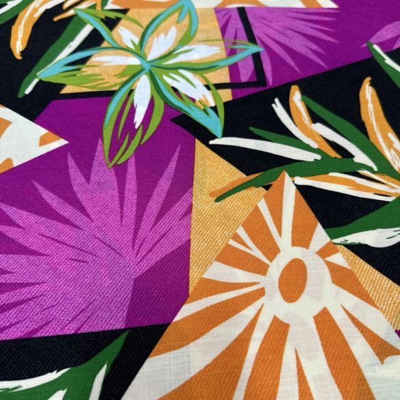 Tecido Viscolinho Estampado Fractal Colors • Luema Tecidos