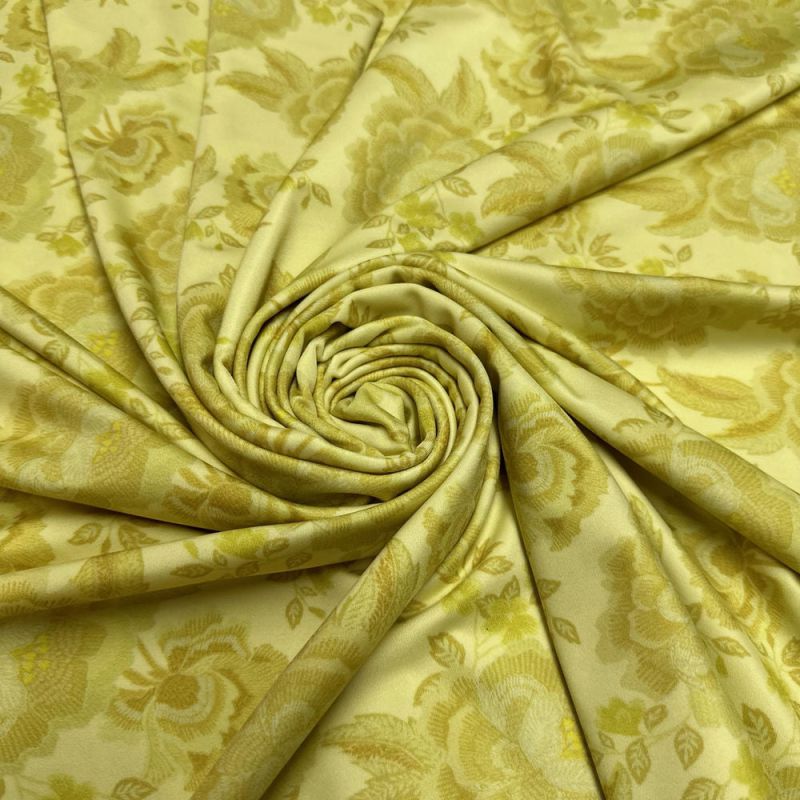 Tecido Malha Fluity Floral Amarelo • Luema Tecidos
