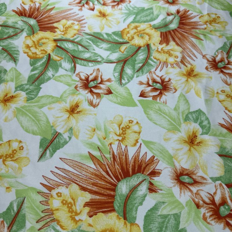Tecido Cetim Estampado Floral Tropical • Luema Tecidos