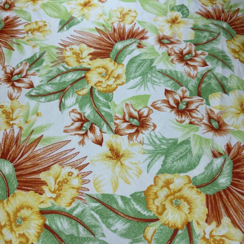 Tecido Cetim Estampado Floral Tropical • Luema Tecidos