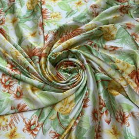 Tecido Cetim Estampado Floral Tropical Tecido Cetim Estampado Floral Tropical • Luema Tecidos
