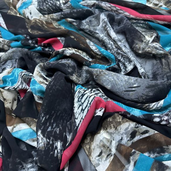 Tecido Musseline Estampado Snake Lines • Luema Tecidos