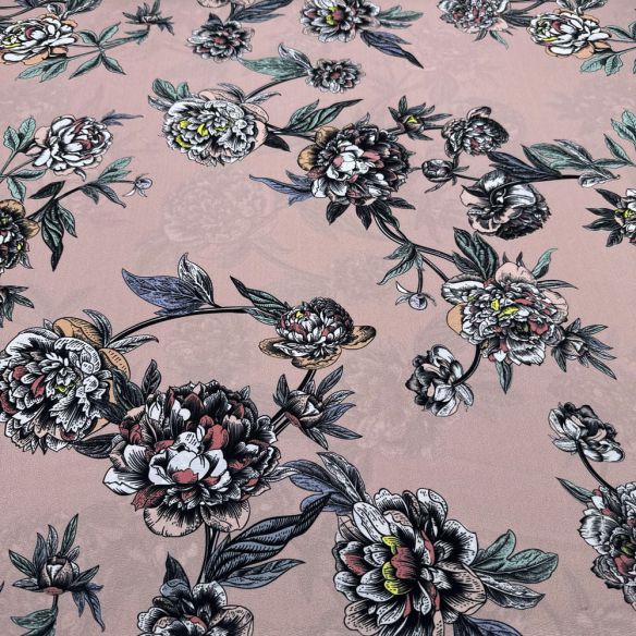 Tecido Crepe de Chine Floral Rosê • Luema Tecidos Tecido Crepe de Chine Floral Rosê • Luema Tecidos