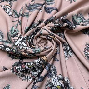 Tecido Crepe de Chine Floral Rosê Tecido Crepe de Chine Floral Rosê • Luema Tecidos