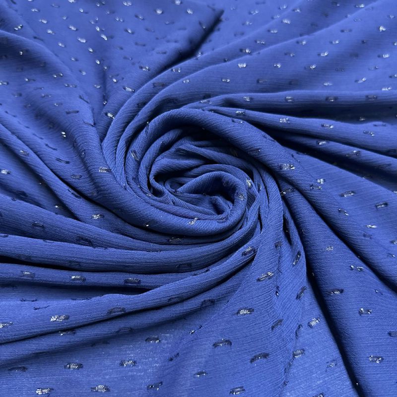 Tecido Musseline Poá Azul Marinho • Luema Tecidos