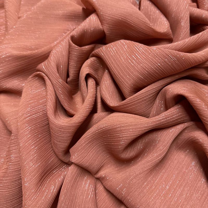 Tecido Musseline Lurex Terracota • Luema Tecidos Tecido Musseline Lurex Terracota • Luema Tecidos