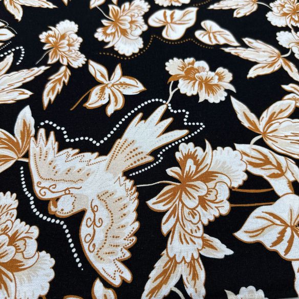 Tecido Linho Misto Floral Branco e Bege • Luema Tecidos