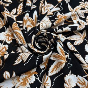 Tecido Linho Misto Floral Branco e Bege Tecido Linho Misto Floral Branco e Bege • Luema Tecidos