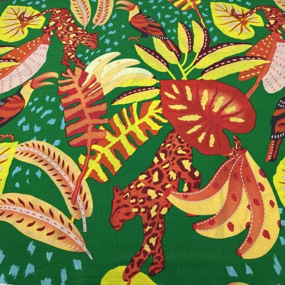 Tecido Viscolinho Estampado Pássaros Bandeira • Luema Tecidos