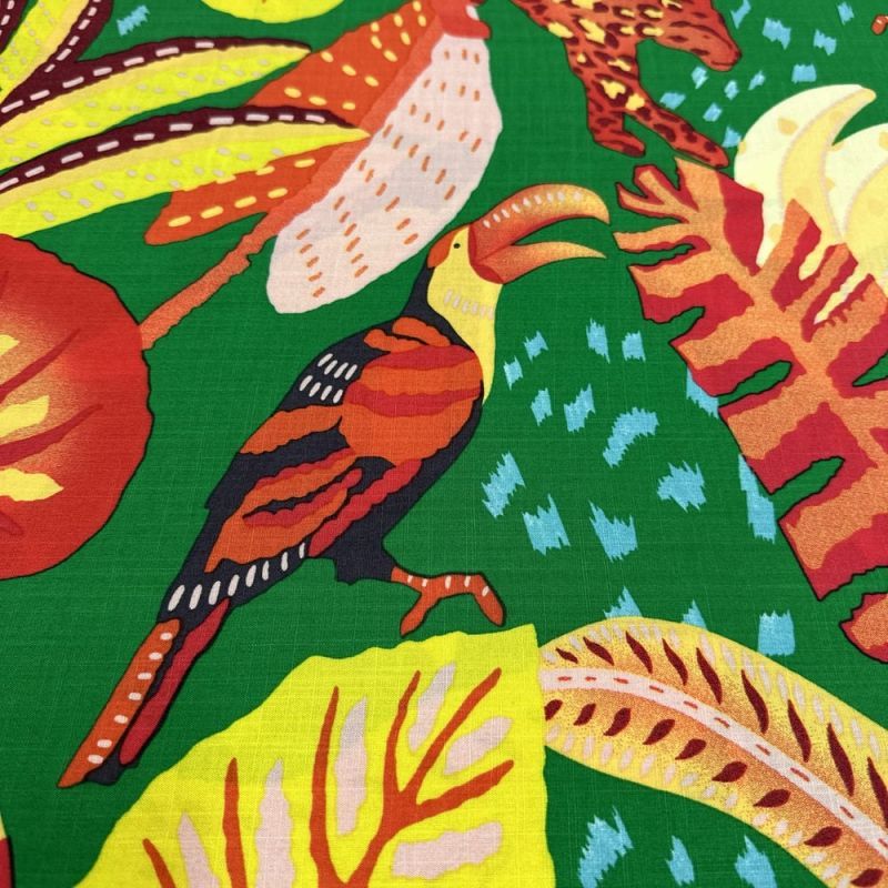 Tecido Viscolinho Estampado Pássaros Bandeira • Luema Tecidos