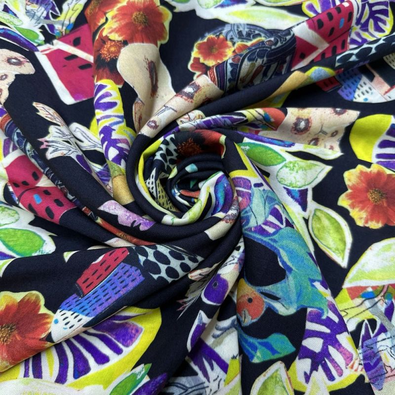 Tecido Viscose Estampada Abstract Colors • Luema Tecidos