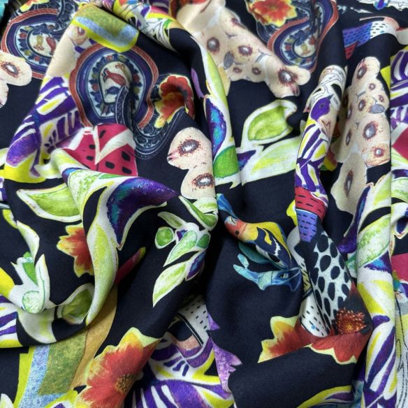 Tecido Viscose Estampada Abstract Colors • Luema Tecidos