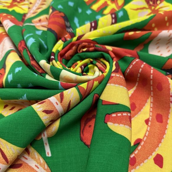 Tecido Viscolinho Estampado Pássaros Bandeira • Luema Tecidos