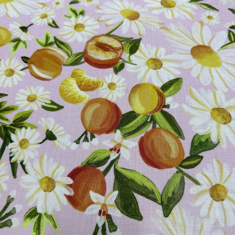 Tecido Viscolinho Floral Frutas FRM • Luema Tecidos