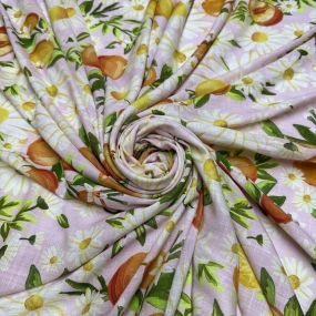 Tecido Viscolinho Estampado Floral Frutas FRM • Luema Tecidos