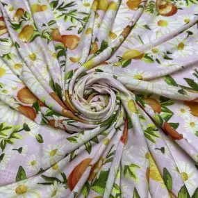 Tecido Viscolinho Floral Frutas FRM • Luema Tecidos Online