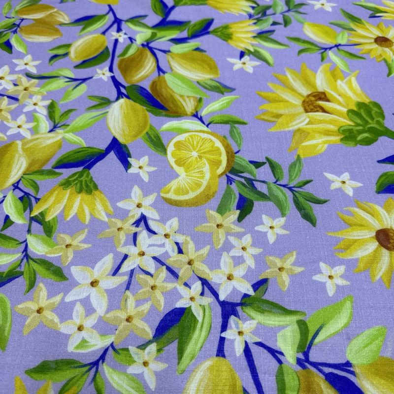 Tecido Viscolinho Floral Limão FRM • Luema Tecidos